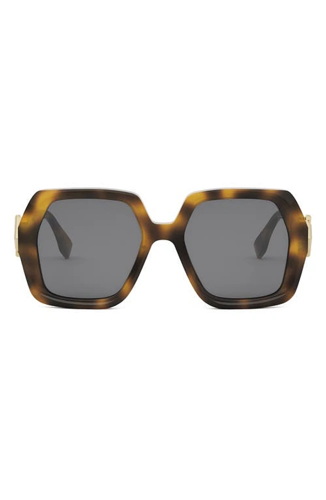 'Fendi Diamonds 51mm Square Sunglasses in Blonde Havana /Smoke at Nordstrom