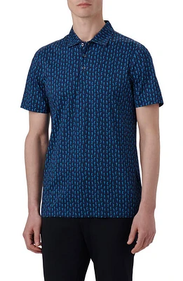 Bugatchi Victor OoohCotton Golfer Print Polo Classic Blue at Nordstrom,