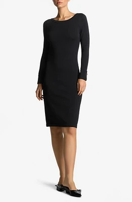 St. John Collection Santiago Knit Long Sleeve Sweater Dress Black at Nordstrom,