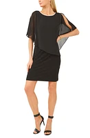 Chaus Rhinestone Trim Cape Overlay Dress Black at Nordstrom,