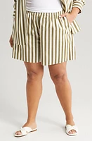 Nordstrom Stripe Pull-On Cotton Shorts Olive Burnt Cabana at Nordstrom,