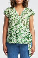 Estelle Field Floral Wrap Top Green at Nordstrom,