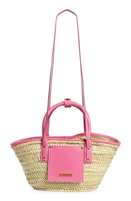 Jacquemus Le Petit Panier Soli Woven Palm Basket Bag in Neon Pink at Nordstrom