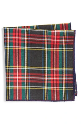 CLIFTON WILSON Holiday Plaid Cotton Pocket Square in Red at Nordstrom