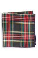 CLIFTON WILSON Holiday Plaid Cotton Pocket Square in Red at Nordstrom