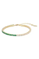 SHYMI Half & Half Cubic Zirconia Tennis Bracelet in Gold/Green/White at Nordstrom