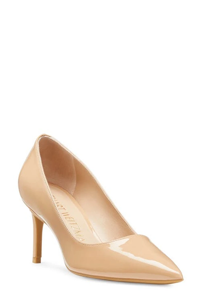 Stuart Weitzman Linsi 75 Pointed Toe Pump Adobe Patent at