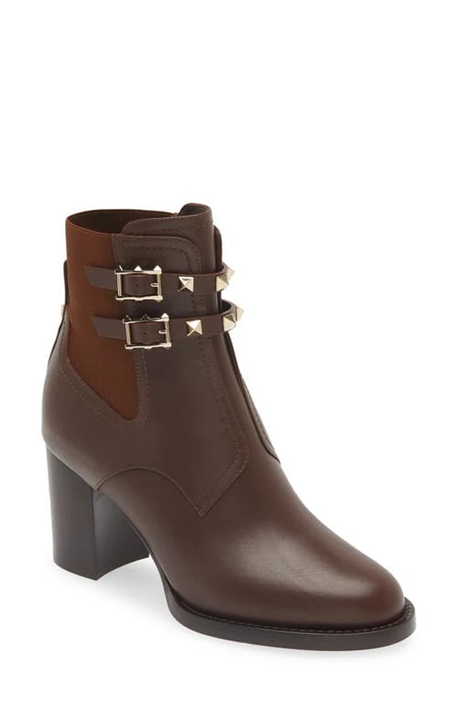 Valentino Garavani Beatle Rockstud Bootie in Brown/Brown at Nordstrom, Size 11.5Us