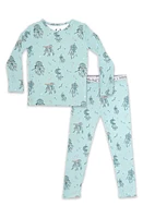 Bellabu Bear Kids' Fitted Two-Piece Pajamas in Dreamcatcher Blue at Nordstrom, Size 18-24M