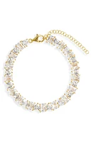 SHYMI Heart & Emerald Cubic Zirconia Tennis Bracelet in Gold/White at Nordstrom, Size 6