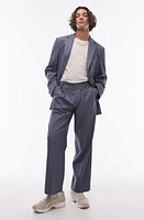 Topman Wide Leg Suit Pants Mid Blue at Nordstrom,