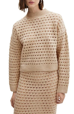 MANGO Openwork Dot Sweater Light/Pastel Grey at Nordstrom,