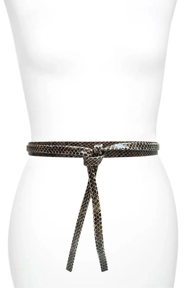 Ada Skinny Leather Wrap Belt in Cocoa Python at Nordstrom