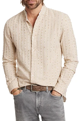 John Varvatos Brayden Band Collar Button-Up Shirt Fossil Grey at Nordstrom,