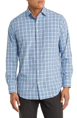 Peter Millar Darien Plaid Stretch Performance Poplin Button-Up Shirt Cottage Blue at Nordstrom,