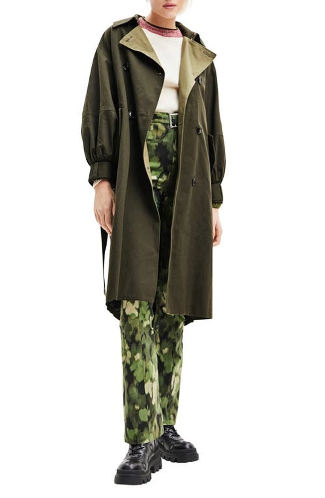 Desigual Trek Trench Coat Green at Nordstrom,