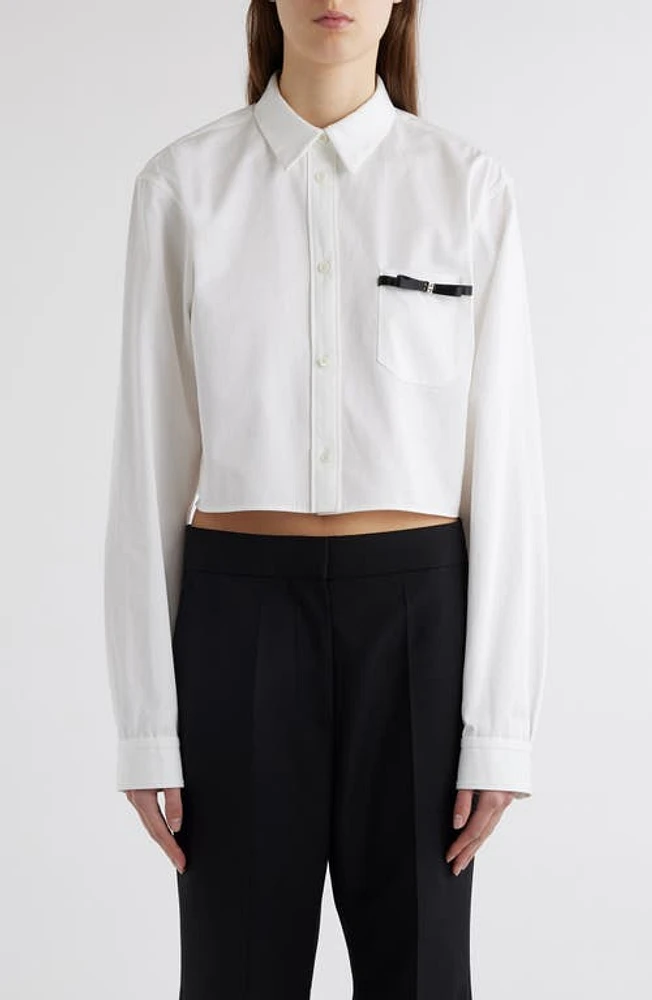 Givenchy Bow Pocket Button-Up Crop Shirt White at Nordstrom, Us