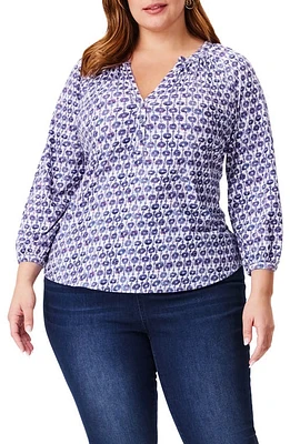 NZT by NIC+ZOE Mixed Medallion Top in Indigo Multi at Nordstrom, Size 2X