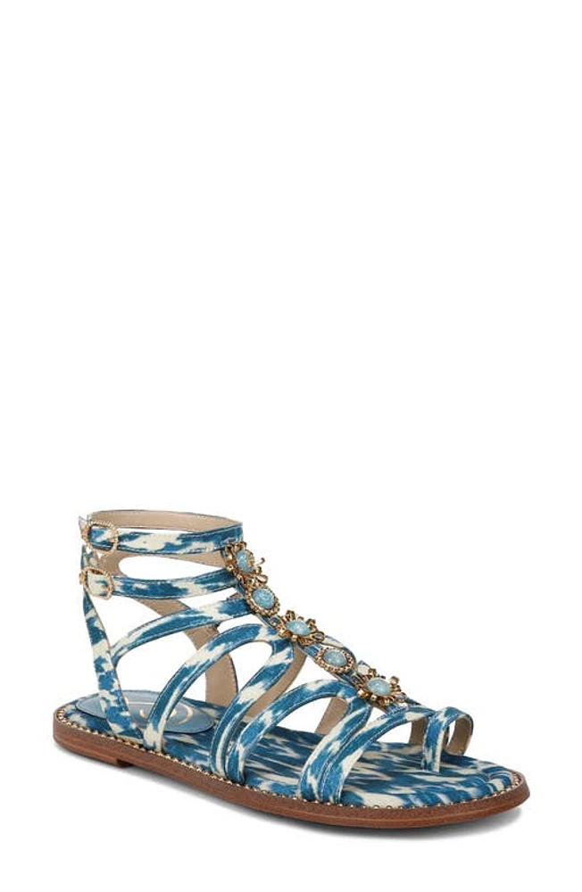 Sam Edelman Tianna Ankle Strap Sandal Blue Lapis Multi at Nordstrom,