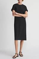 Lafayette 148 New York Roll Cuff Silk Stretch Georgette T-Shirt Dress at Nordstrom,