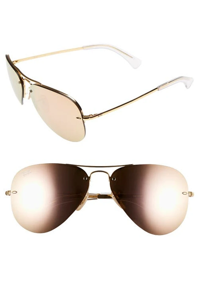 Ray-Ban 59mm Semi Rimless Aviator Sunglasses in Brown/Pink at Nordstrom