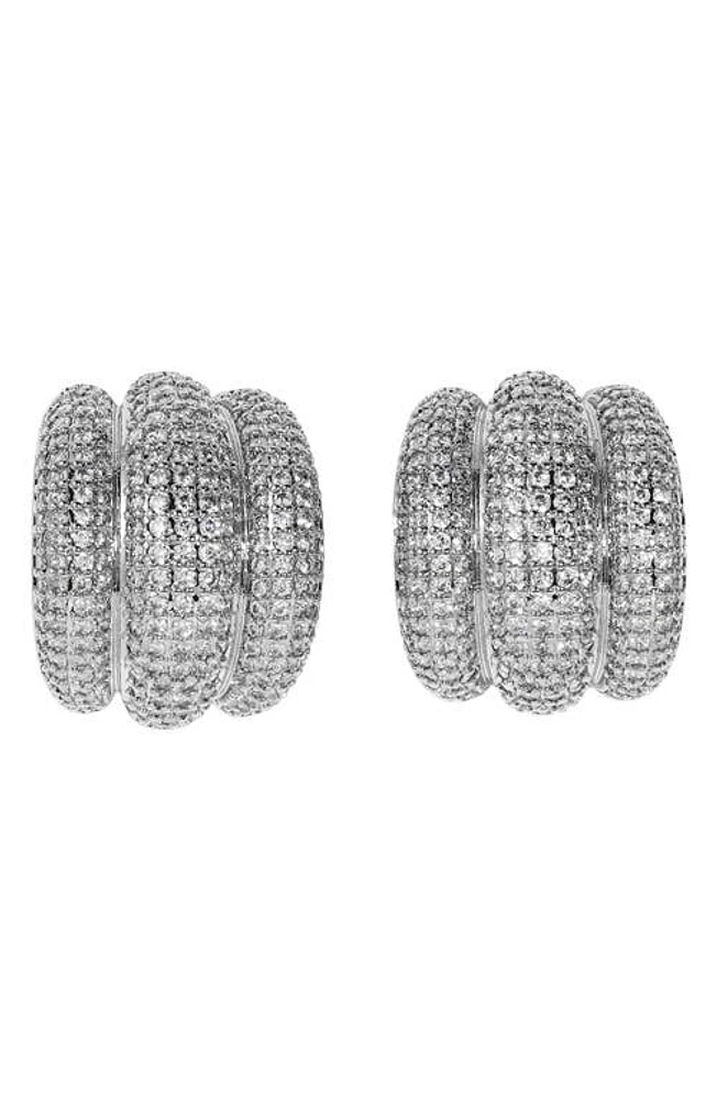 LILI CLASPE Elsa Pavé Shield Half Hoop Earrings in Silver at Nordstrom