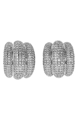 LILI CLASPE Elsa Pavé Shield Half Hoop Earrings in Silver at Nordstrom