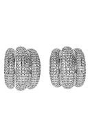 LILI CLASPE Elsa Pavé Shield Half Hoop Earrings in Silver at Nordstrom