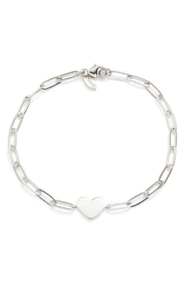 Anzie Amour Engravable Heart Pendant Bracelet in White Silver at Nordstrom, Size 7