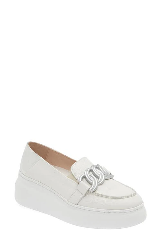 Wonders A-2634 Platform Loafer White/Silver Leather at Nordstrom,