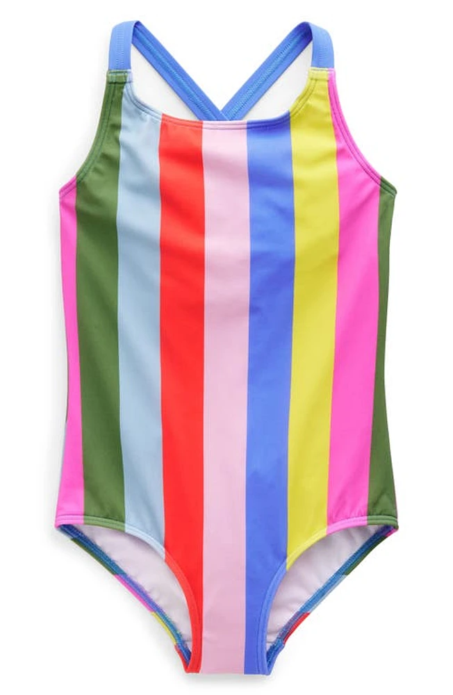 Mini Boden Kids' Stripe One-Piece Swimsuit Multi at Nordstrom,