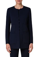 Akris Double Face Stretch Wool Jacket Navy at Nordstrom,