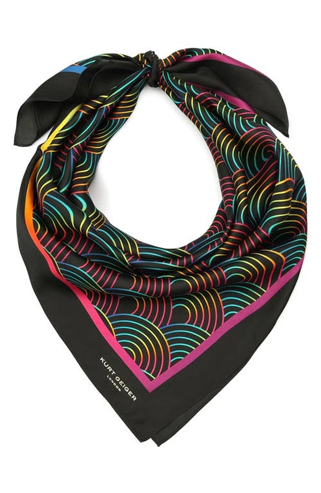 Kurt Geiger London Southbank Rainbow Silk Square Scarf in Black at Nordstrom