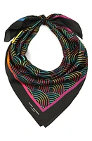 Kurt Geiger London Southbank Rainbow Silk Square Scarf in Black at Nordstrom