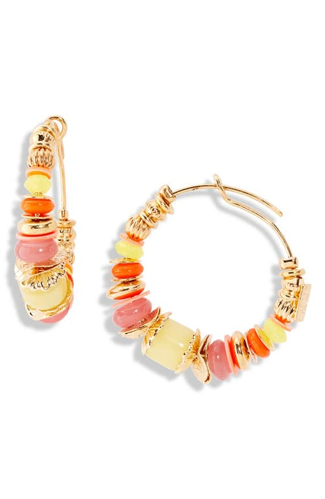 Gas Bijoux Aloha Beaded Mini Hoop Earrings in Pink at Nordstrom