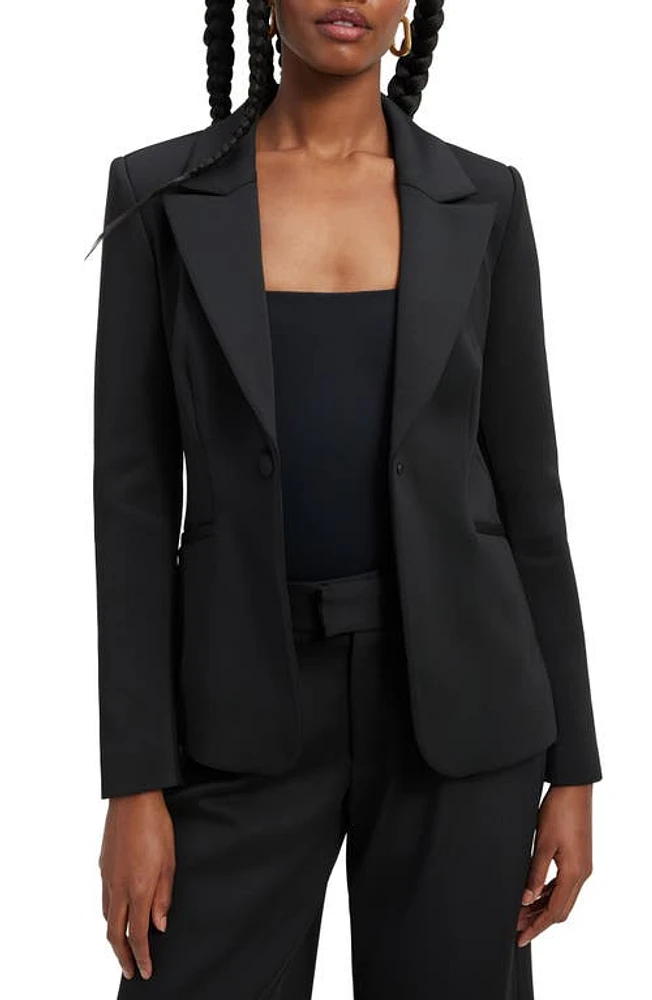 Good American Classic Sculpted Scuba Blazer Black001 at Nordstrom,