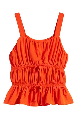 Walking on Sunshine Kids' Shirred Peplum Tank Tiger Orange at