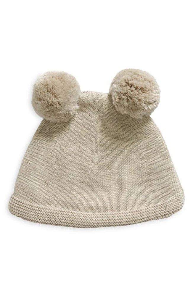 Pink Lemonade Double Pompom Organic Cotton Beanie in Light Beige Mel at Nordstrom