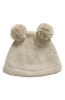 Pink Lemonade Double Pompom Organic Cotton Beanie in Light Beige Mel at Nordstrom