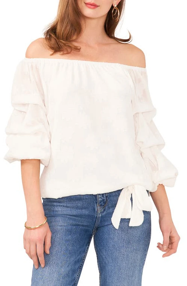 Vince Camuto Fleur Clip Jacquard Off the Shoulder Top New Ivory at Nordstrom,