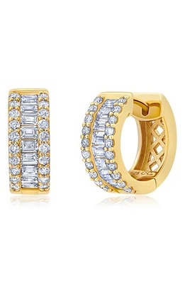 Crislu Brilliant Round & Square Baguette Cubic Zirconia Huggie Hoop Earrings in Gold at Nordstrom