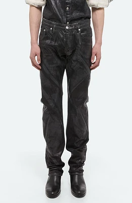 Helmut Lang Foiled Print Denim Straight Leg Jeans Black Distress Metal Crash at Nordstrom,