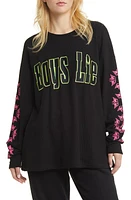 BOYS LIE Spunk Waffle Knit Graphic Top in Black at Nordstrom