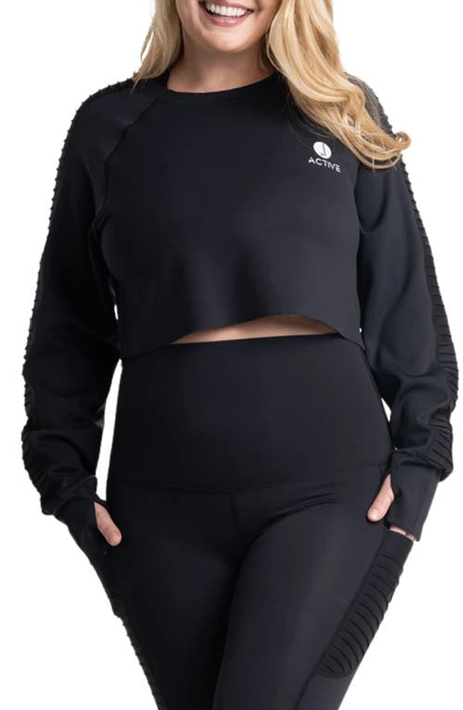 Preggo Leggings Kahina Active Crop Long Sleeve Maternity Top Black at Nordstrom,