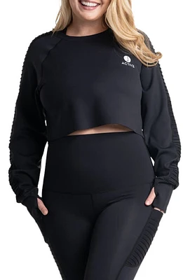 Preggo Leggings Kahina Active Crop Long Sleeve Maternity Top Black at Nordstrom,