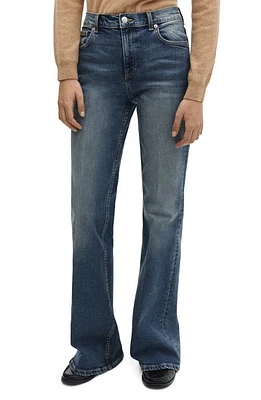 MANGO Mid Rise Flare Jeans Dark Vintage Blue at Nordstrom,