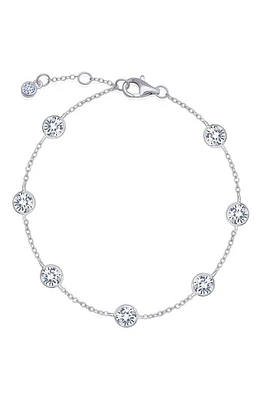 Crislu Cubic Zirconie Bezel Station Anklet in Platinum at Nordstrom