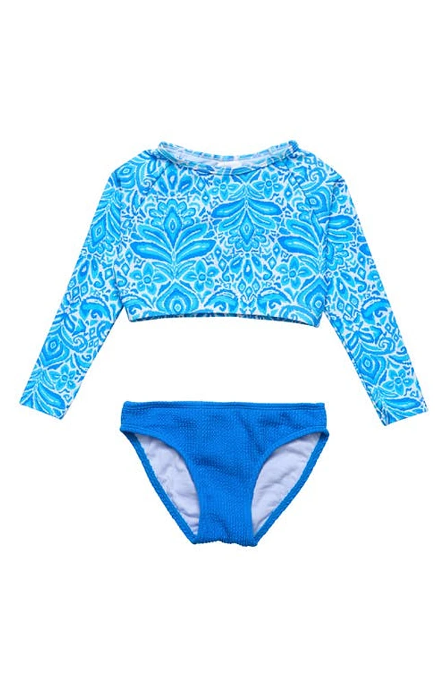 Snapper Rock Kids' Santorini Blue Long Sleeve Rashguard Set at Nordstrom,