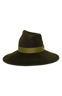 Gigi Burris Millinery Drake Velour Felt Fedora in Olive at Nordstrom