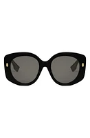 'Fendi Roma 62mm Overize Round Sunglasses in Shiny Black /Smoke at Nordstrom